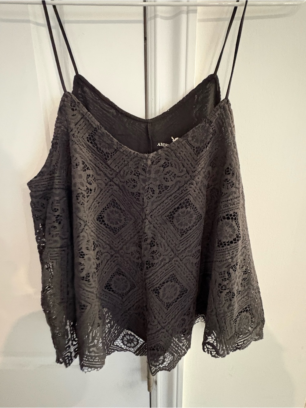 American Eagle Outfitters Black Lace Crochet Crop Cami